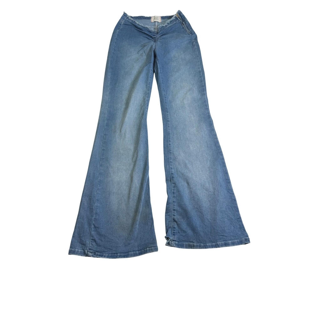 BDG Flare Jeans 30 Blue Ruched V-Front Y2K Distressed Wide Leg Denim Hippie
